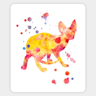 Devon Rex Cat Watercolor Painting Sticker